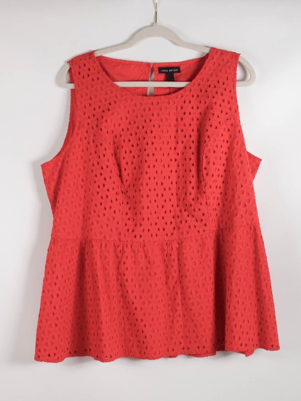 Lane Bryant Eyelet Babydoll Tank Coral Red Size 16 NWT